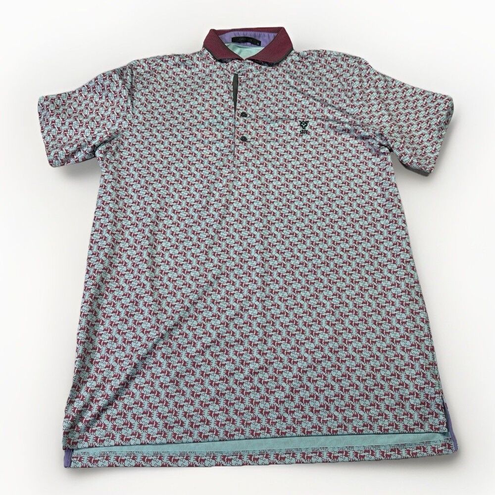 Greyson Monkey Print Polo Shirt Men’s M Golf Preppy Playful Luxe Breathable